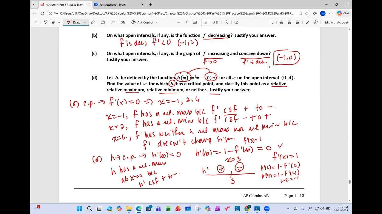 AP Calc   Chapter 4 Part 1 Practice Exam FRQ Solutions