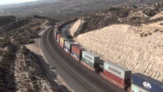 BNSF Doublestack crests Cajon Pass @ Summit. 10/17/14