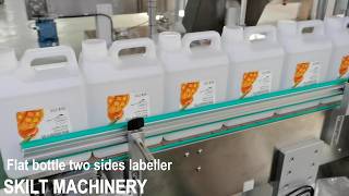 SKILT Automatic 5L 1L flat bucket Bottle double two sides labeling machine labeller manufacturer