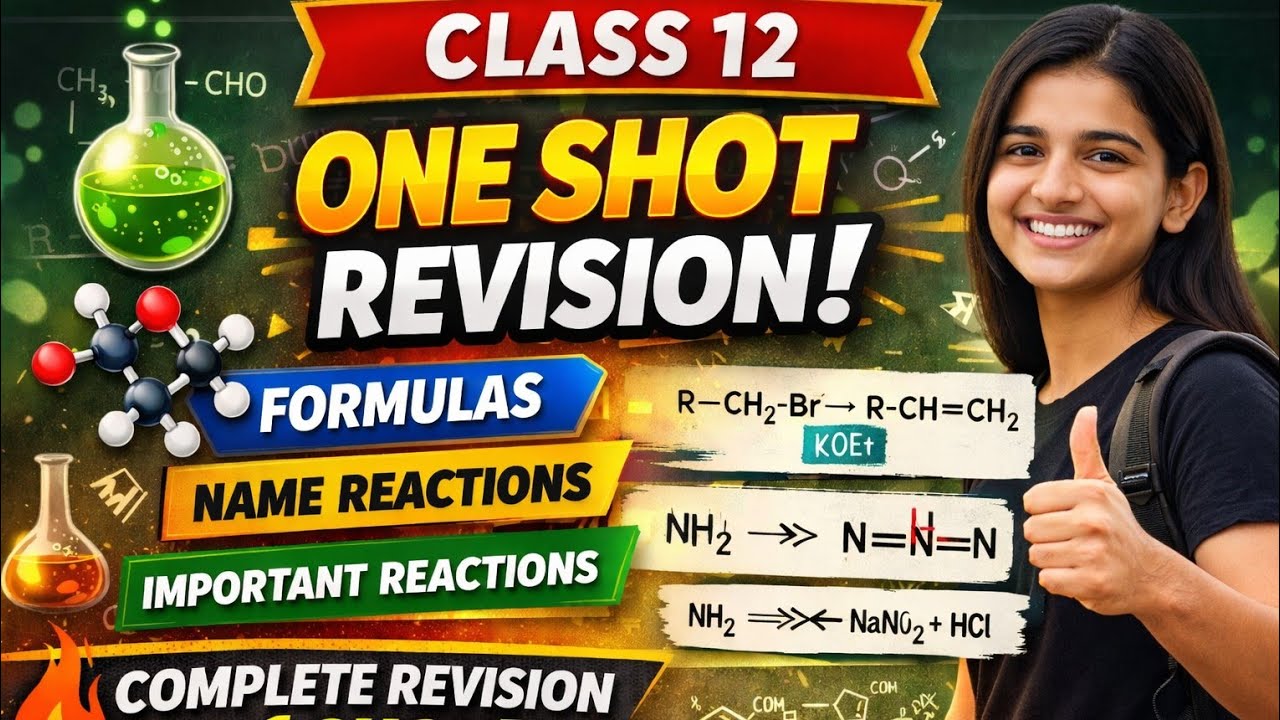 Class 12  Chemistry One Shot Revision | Formula + Name Reactions + Important Reactions 