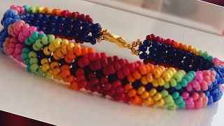 boncuk bileklik yapımı l How to Make Beaded Chevron Bracelet