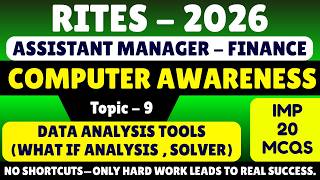 Data Analysis MCQS | Rites Finance Computer Awareness Pdf Notes 2026 | RITES Computer Knowledge Pdf