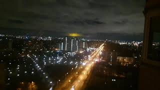 Странное жёлтое облако над Москвой в 5 часов утра, 19.12.2019.