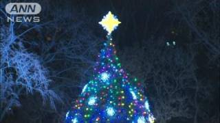 ホワイトハウス前でクリスマスツリー点灯（11/12/02）