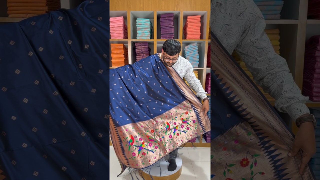 Pure Zari Temple Parrot Paithani Dupatta