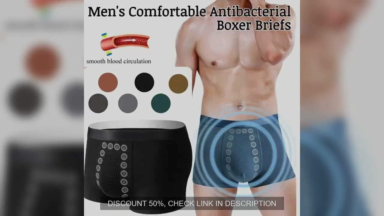 Men's underwear men's boxer shorts non-marking mid-waist comfortable anion black technology massage