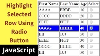 How To Highlight Checked Table Row Using Radio Button In Javascript [ with Source code ]