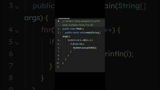 Java Program to print even numbers from 2 to 20 | #live #code #repeat