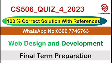 CS506 Quiz 4 2023 | CS506 Quiz 4 solution 2023 | etechwissen