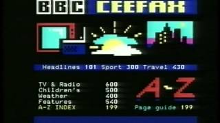 BBC TWO Junction & 'Pages from Ceefax' - Saturday 27th / Sunday 28th October 2001