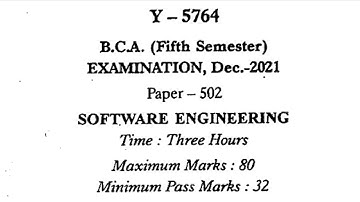 BCA | SOFTWARE ENGINEERING | JIWAJI UNIVERSITY | QUESTION PAPER | 2021  | 5th SEMESTER
