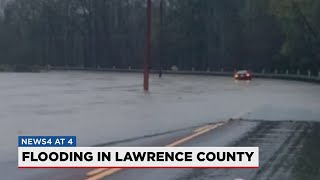 Lawrence County roads flooded after heavy rains