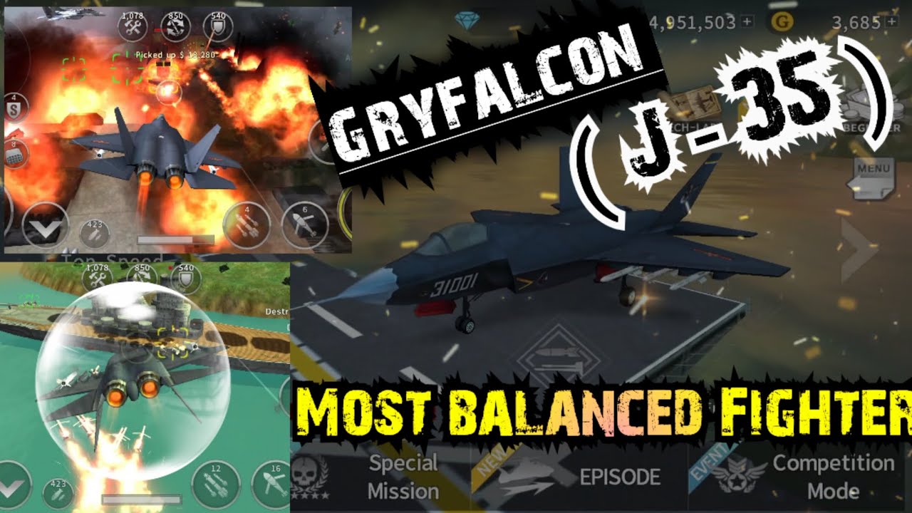 Gunship battle helicopter : Best Fighter jet Gryfalcon gameplay