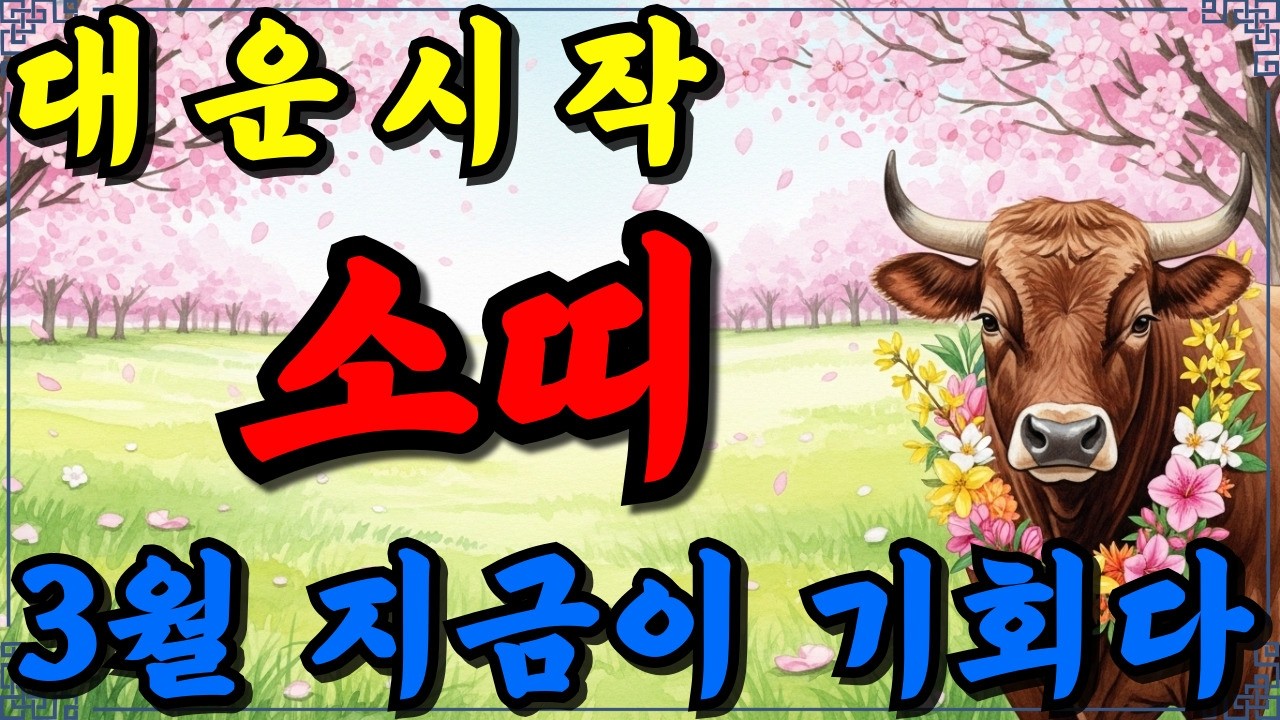 소띠 2026년 3월 운세 🍀대운 시작! 움직일수록 재물 붙는다 (변화·투자 운)
