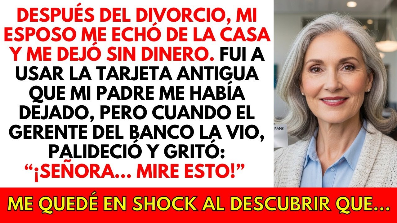 Mi esposo me echó de la casa. Usé la tarjeta vieja de mi padre y el gerente gritó: “¡Rápido, mire!”