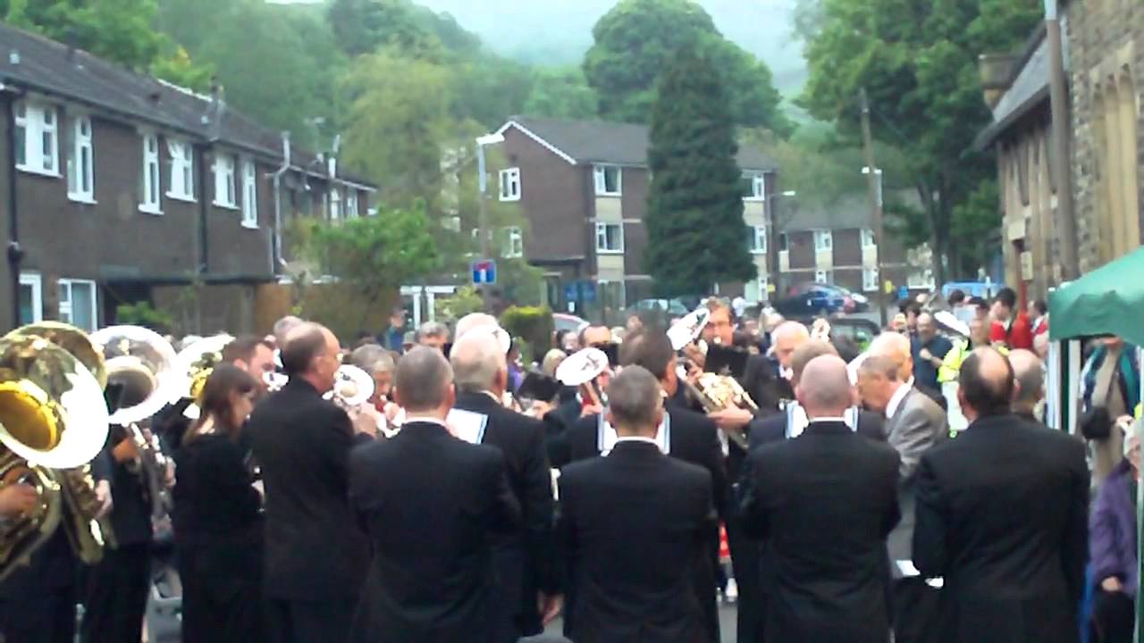 Whit Friday march 2012. Salvo Brass at Delph playing Exeter Temple.