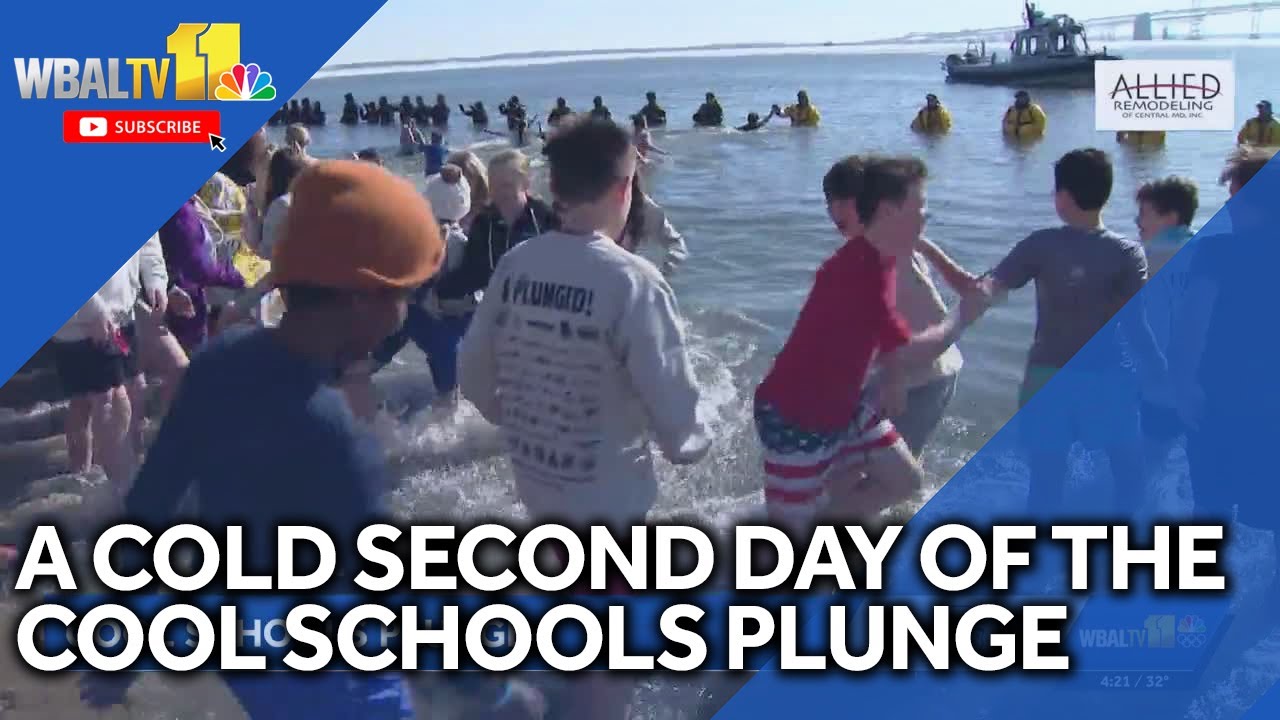 Students brave cold for second day of Cool Schools Plunge