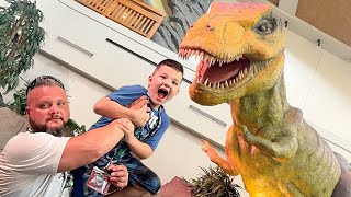 Caleb's DINOSAUR ADVENTURE at JURASSIC WORLD DINO PARK! WE PET a TREX!