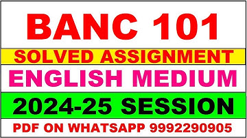 banc 101 solved assignment 2024-25 | banc 101 solved assignment in english 2025 | banc 101 2024-25