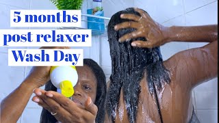 Relaxer Wash Day| How to deal with two texture on relaxed hair.