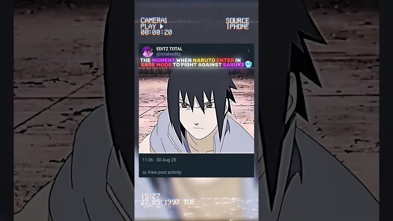The moment when Naruto enter in sage mode to fight against sasuke