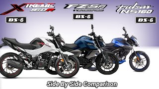 Hero Xtreme 160r Vs Bajaj Pulsar Ns160 Bs6 Vs Yamaha FZS V3 Bs6 ,Side By Side Comparison 2020