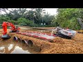 Story line  rc excavator crane bulldozer dump truck build the bridge project in river