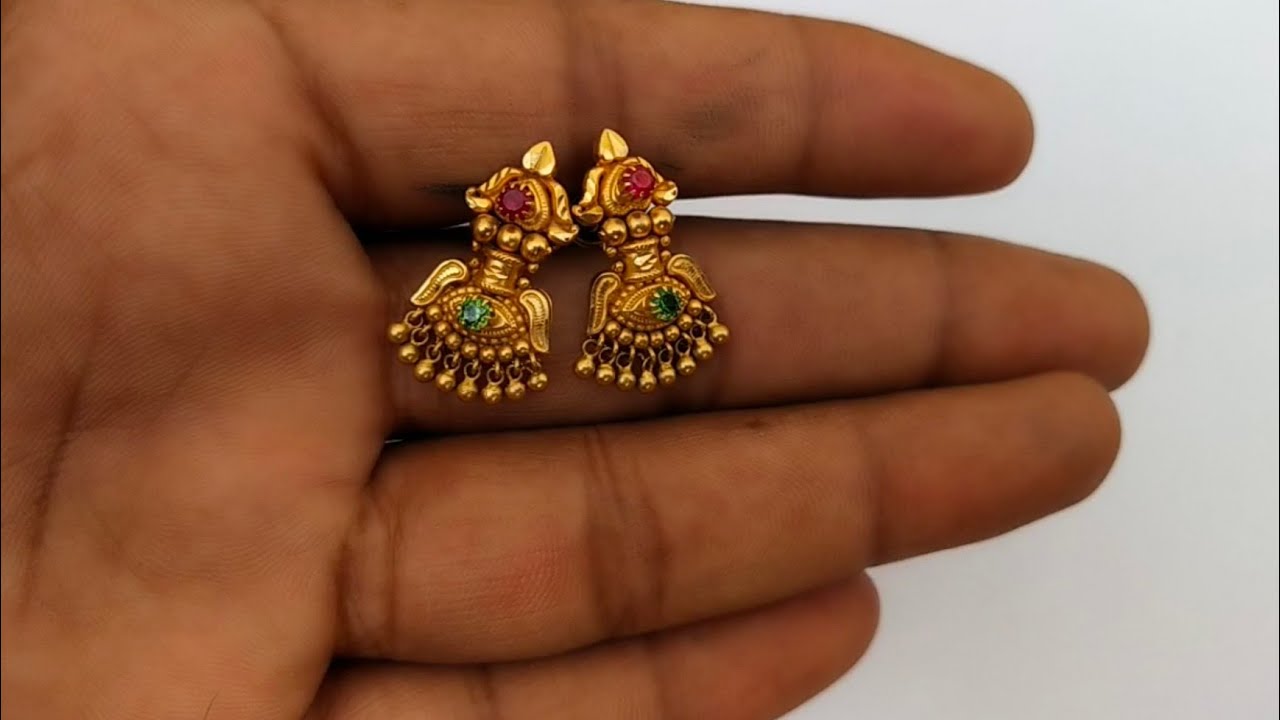 3 Grams Gold Earrings New Design Model From GRT Jewellers YouTube