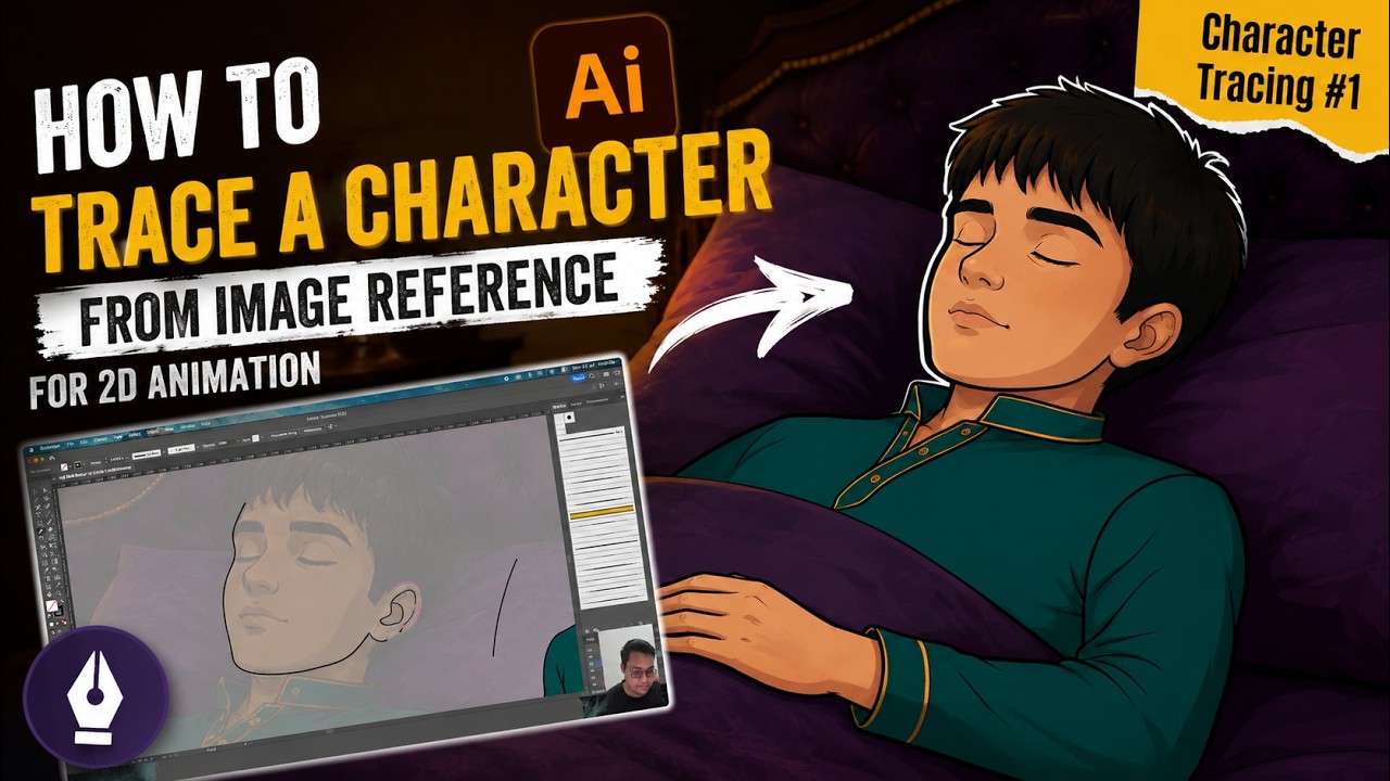 Simple Trace Character Character Tracing #1 | How to Trace a Character from Image Reference in ...