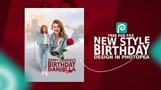How to Make Birthday Poster Design in Photopea | Birthday Poster Editing | Tutorial for Beginners screenshot 5