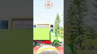 BeamNG.drive Truck #92 LONGEST TRUCK?! GREEN CARGO tows TANKER, FLATBED &amp; SAFARI BUS over a BUMP!
