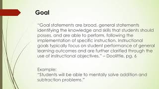 Instructional Design Goals vs Objectives