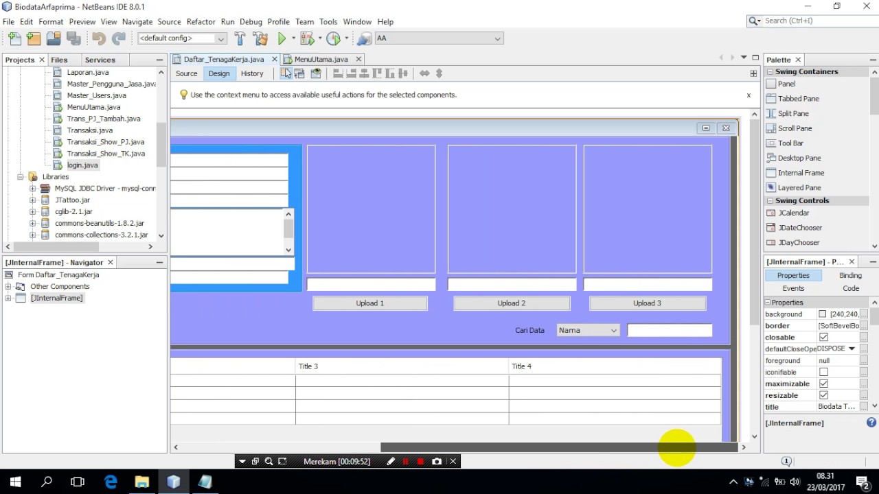 Tutorial cara membuat Aplikasi Biodata Java Netbeans