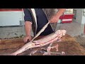 Cutting Sturgeon and Lamb for Shish Kebab