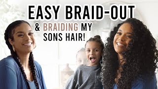 EASY BRAID OUT ROUTINE + BRAIDING MY SON&#39;S HAIR | MOMMY &amp; ME PROTECTIVE STYLES