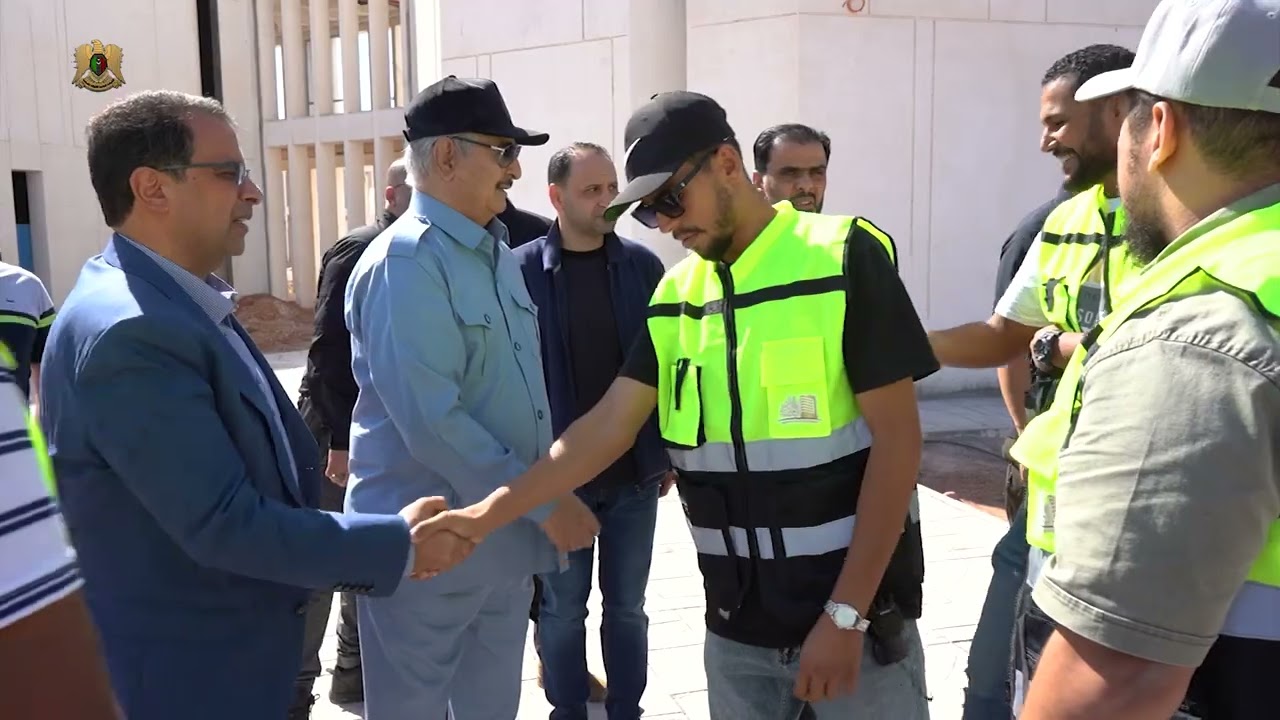 جولة المشير خليفة حفتر لتفقد المراحل الأخيرة من الأعمال الجارية  بجامعة بنغازي، وملعب بنغازي الدولي