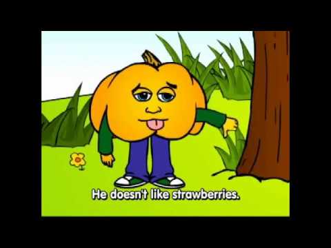 english-fruits-grammar-cartoon-"he/she-likes-__."-"he/she-doesn't-like-__."-kids-online-english