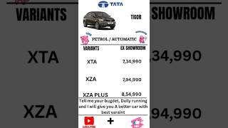TATA TIGOR PETROL AUTOMATIC VARIANTS EX SHOWROOM PRICE