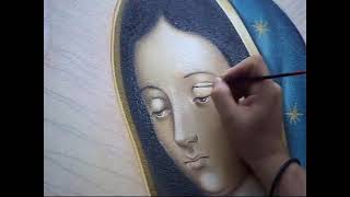 Pintando un cuadro al Óleo de Ntra. Sra. de Guadalupe.