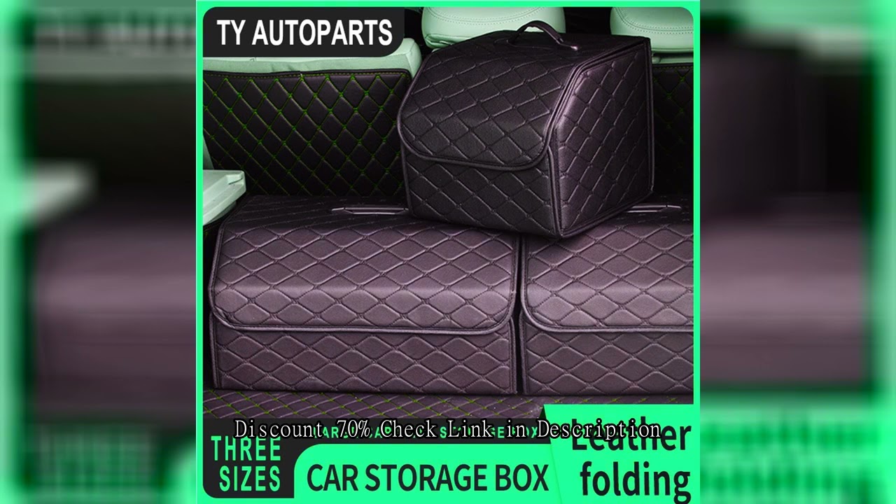 Car Trunk Organizer Box, Large Capacity, Auto Multiuse Tools, Storage Bag, Stowing, Tidying, Leather