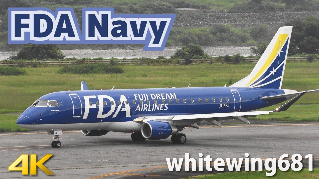 FDA Navy] Fuji Dream Airlines ERJ-175 JA13FJ LANDING TOYAMA
