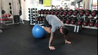 Swiss Ball Push Ups + Jackknife Crunches