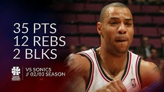 Kenyon Martin 35 pts 12 rebs 2 blks vs Sonics 02/03 season