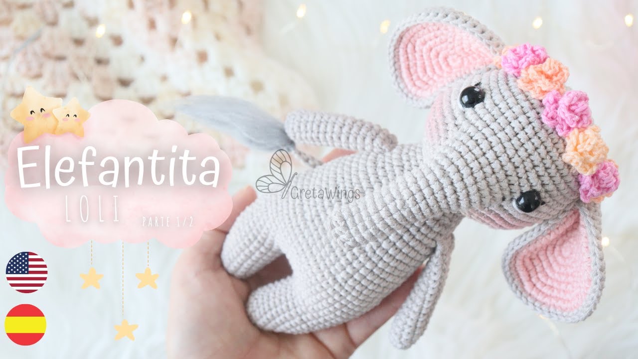Elefante Amigurumi Tutorial Parte 1/2 Paso a Paso Sub 🇺🇸🇪🇸/ GretaWings
