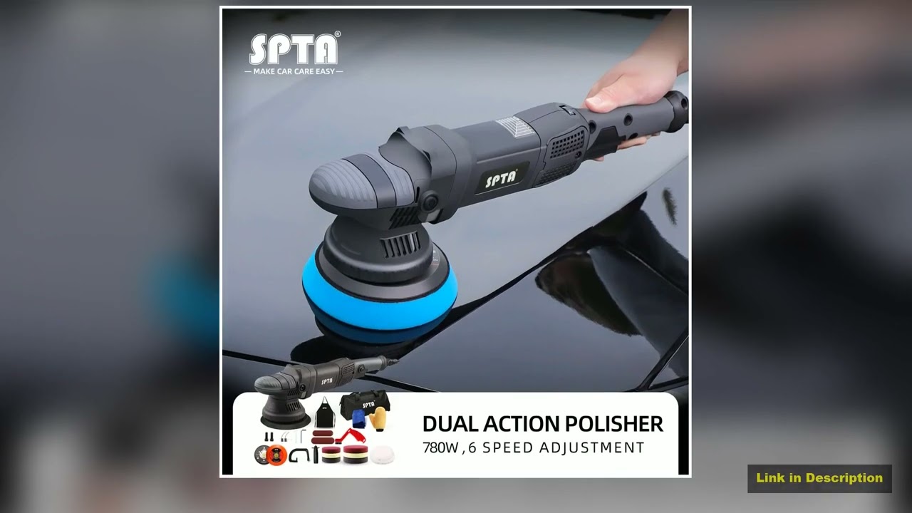 SPTA Auto Polishing Machine 5 Inch 125mm Random Orbit Polisher with 6 Backing Disc Pads Adjustable