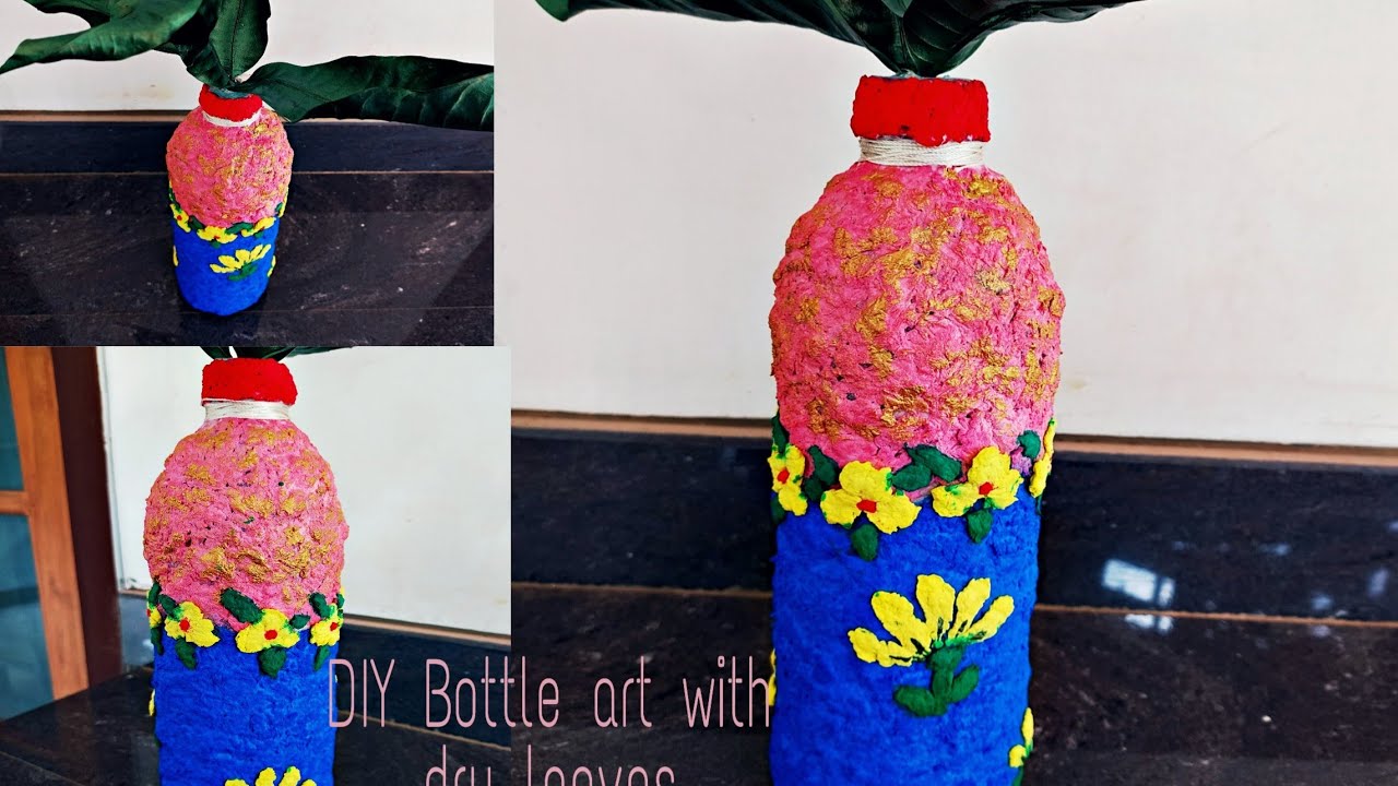 Bottle ArtBottle art using tissue paperBest out of waste ideas diy
