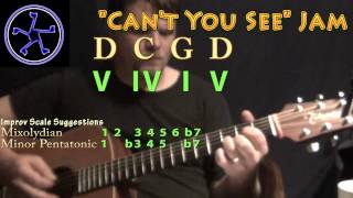 Can't You See Jam in D Mixolydian/G Major - Acoustic Guitar Jam Track chords