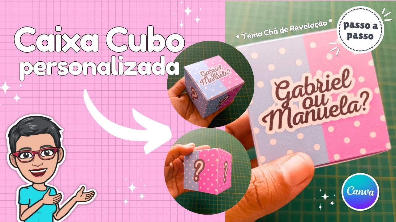 Como fazer Caixa Cubo Personalizada no Canva + Molde Limpo PNG Grátis