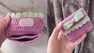 DIY Card Holder crochet /محفظه نقود /حامل كروت كروشيه باسهل طريقه