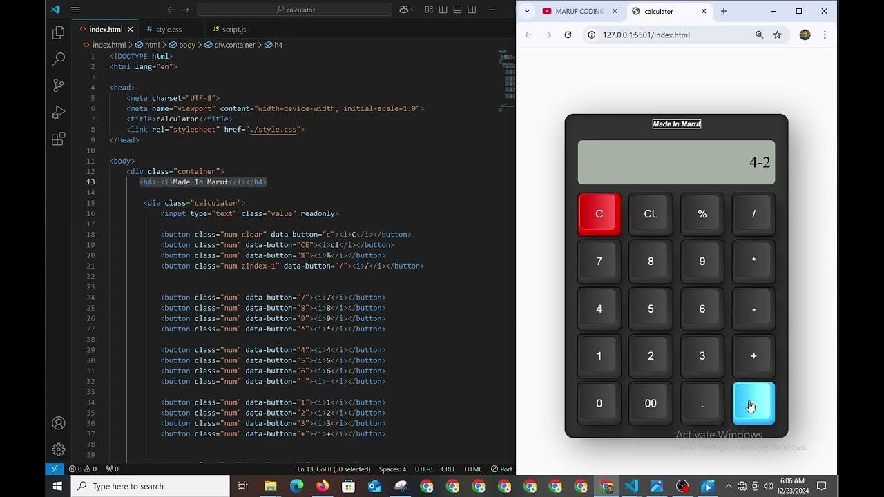 Create calculator using html,css,JavaScript. - YouTube